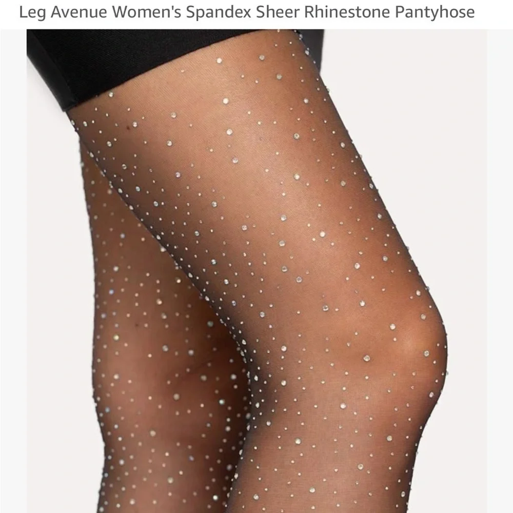 Leg Avenue Women's Spandex Sheer Rhinestone Pantyhose One Size NEW!